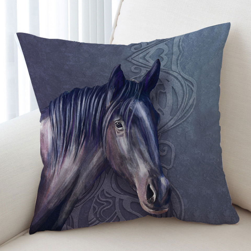Art Painting Purple Hair Horse Cushion Cover