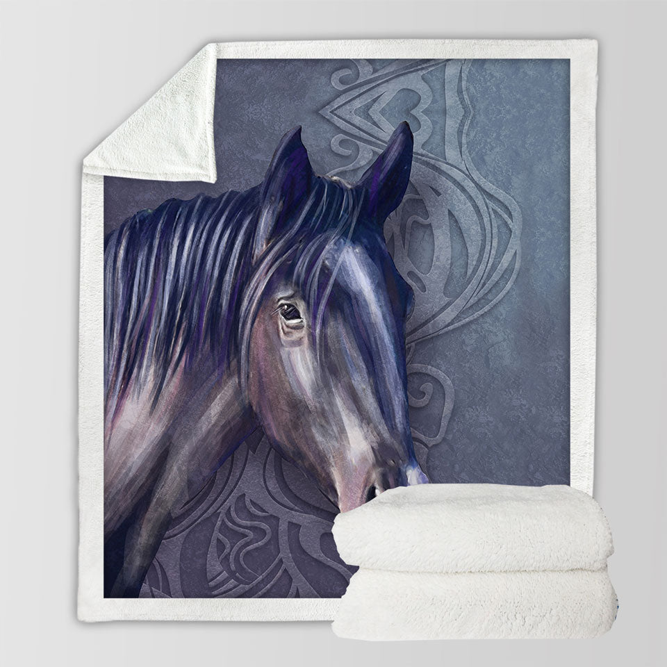 Art Painting Purple Hair Horse Decorative Throws