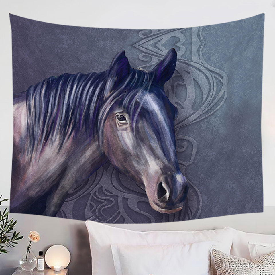 Art Painting Purple Hair Horse Tapestry