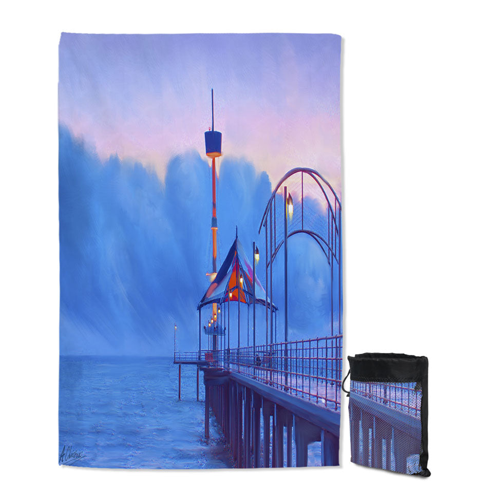 Art Painting Quick Dry Beach Towel Brighton Beach Sunset