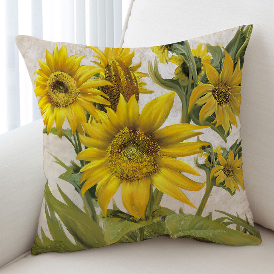 Art Painting Sunflowers Floral Cushion Cover