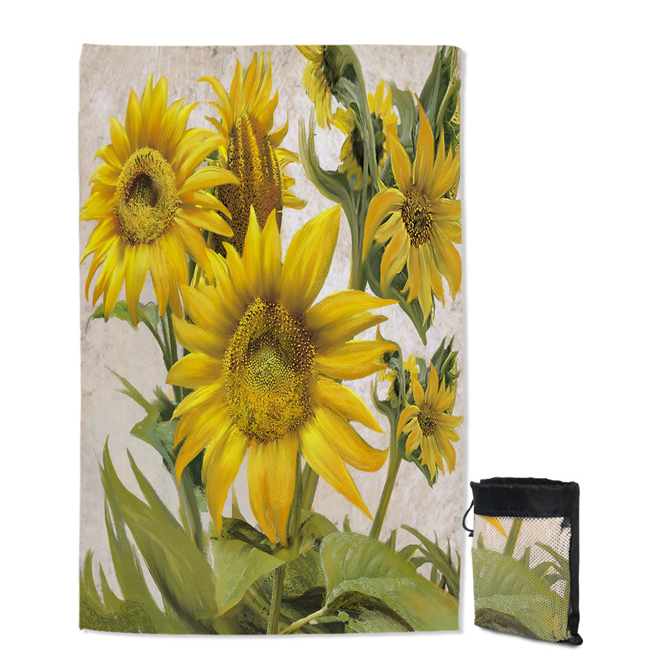 Art Painting Sunflowers Floral Swims Towel