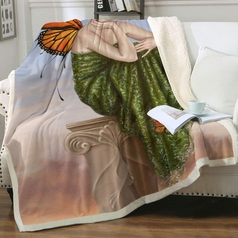 products/Art-Painting-Sunrise-Butterfly-Girl-Throws