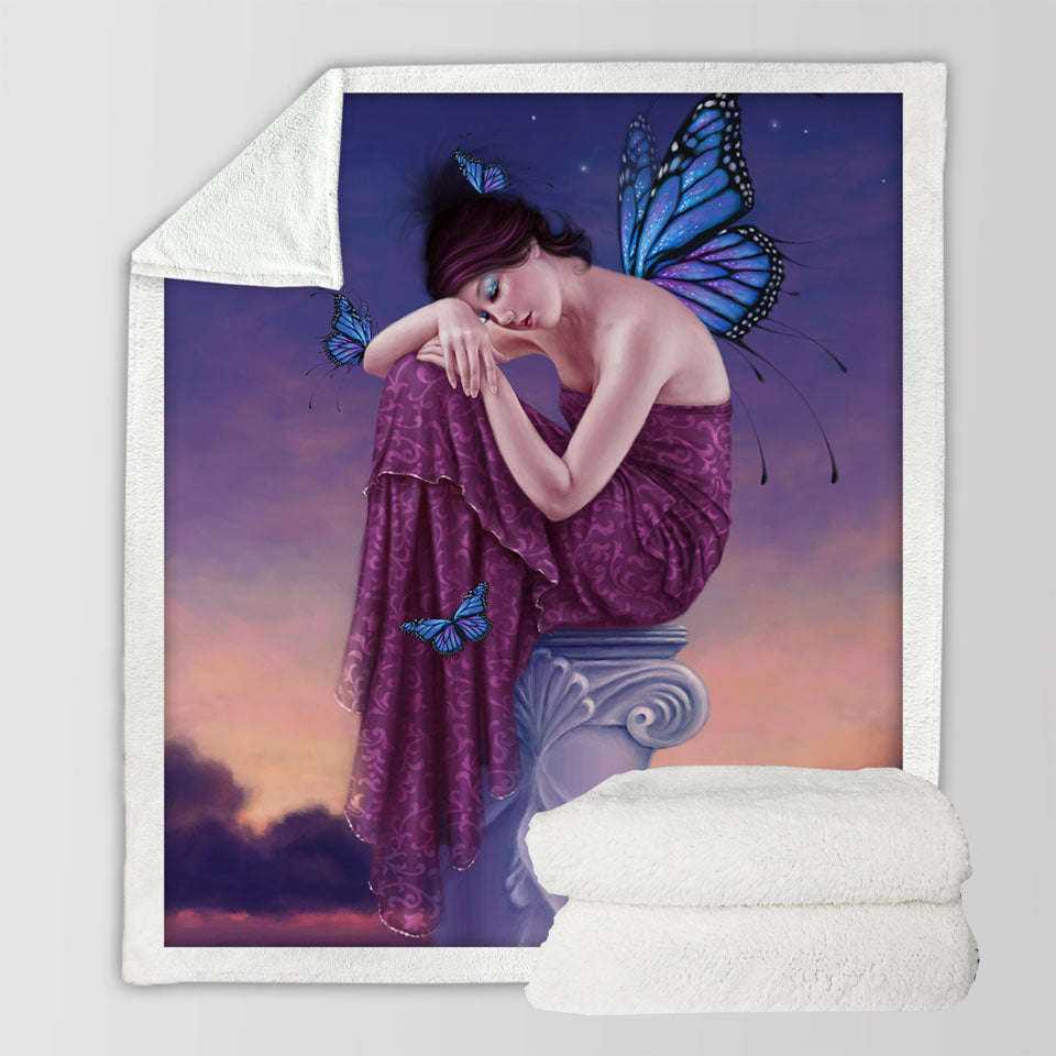 products/Art-Painting-Sunset-Sleepy-Butterfly-Girl-Decorative-Blankets