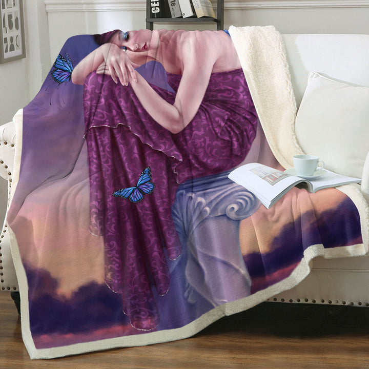 products/Art-Painting-Sunset-Sleepy-Butterfly-Girl-Throws