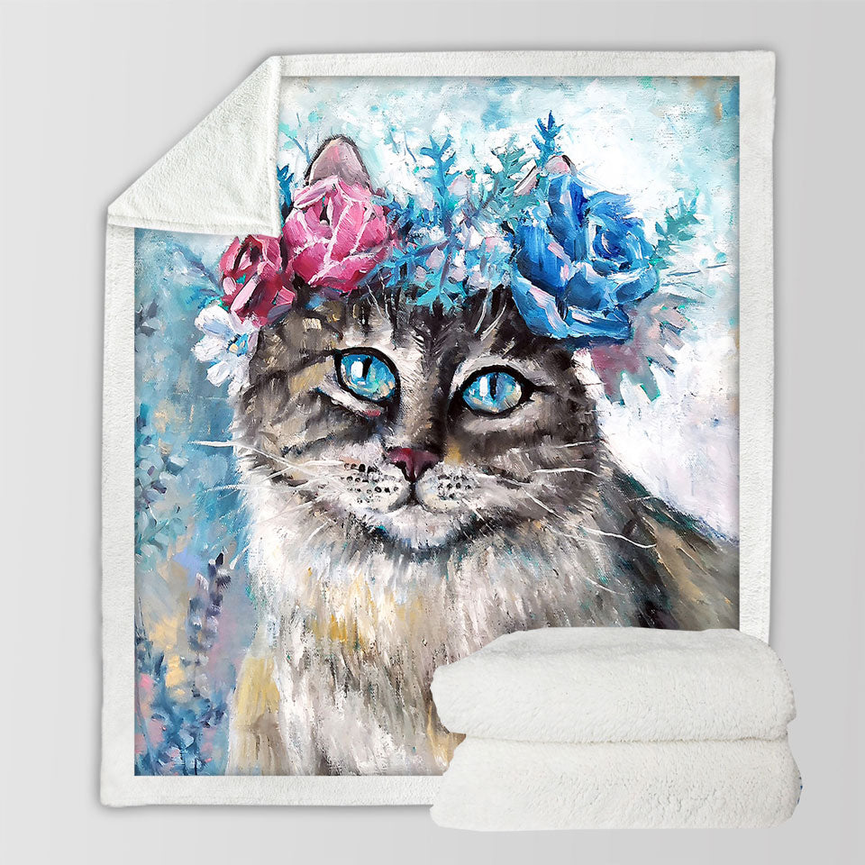 Art Painting Throw Blanket Cat