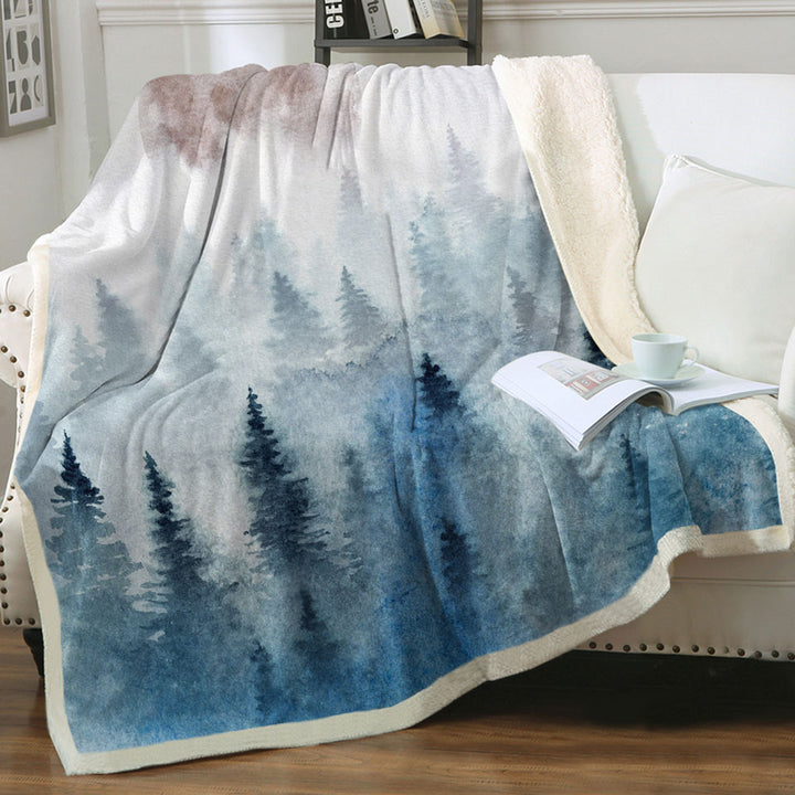 Art Painting Throw Blanket Full Moon Forest