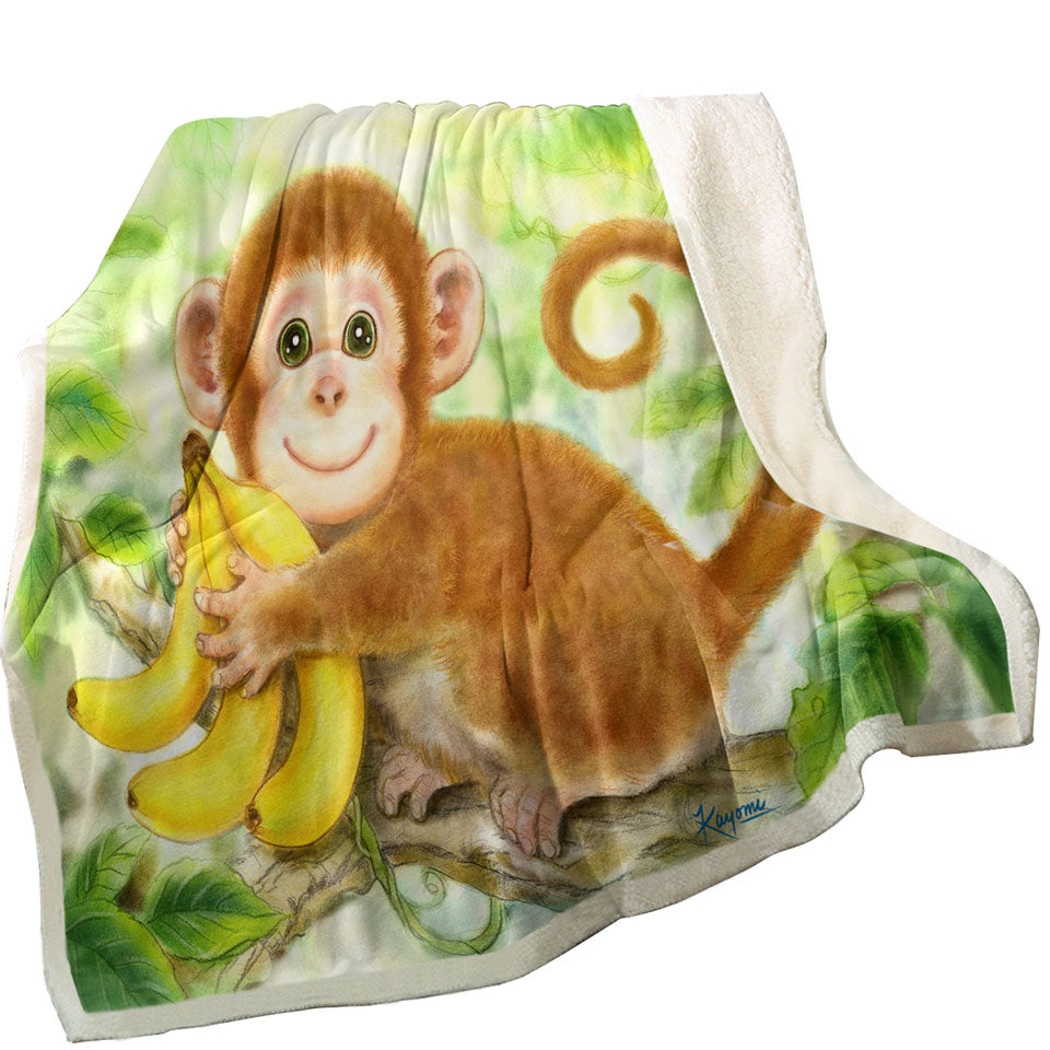 Art Painting Throws for Kids Baby Monkey