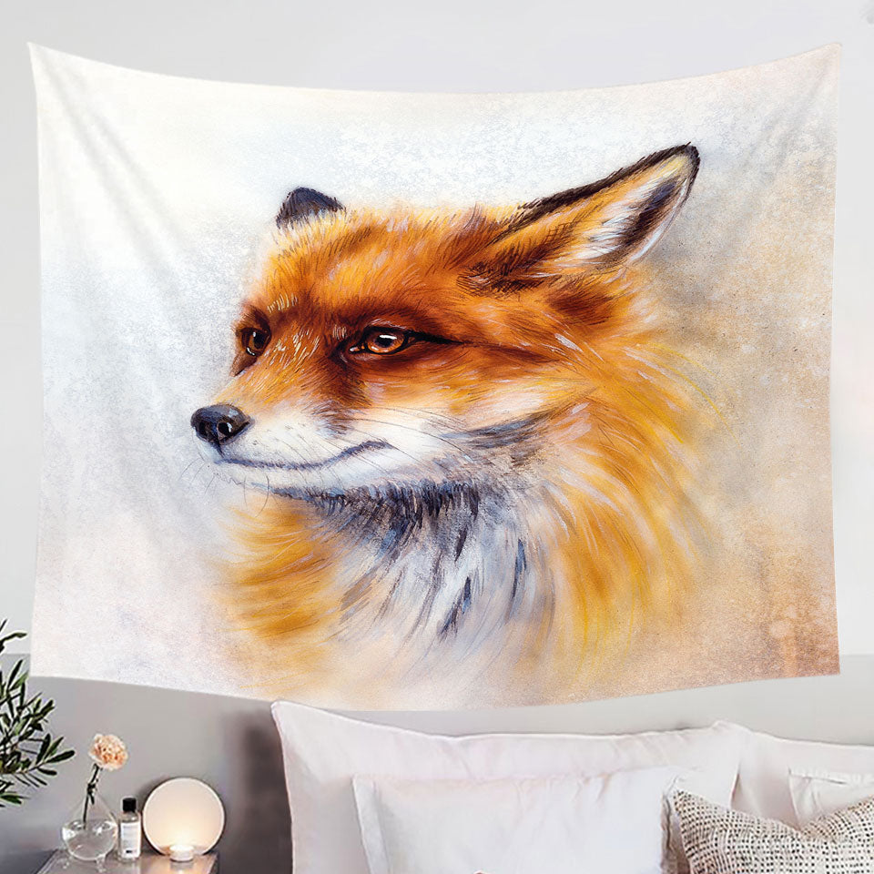 Art Painting Wall Decor Tapestry with Fox Portrait