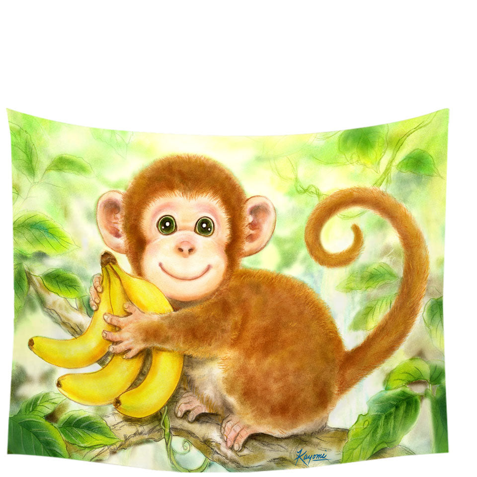 Art Painting Wall Decor for Kids Baby Monkey Tapestry