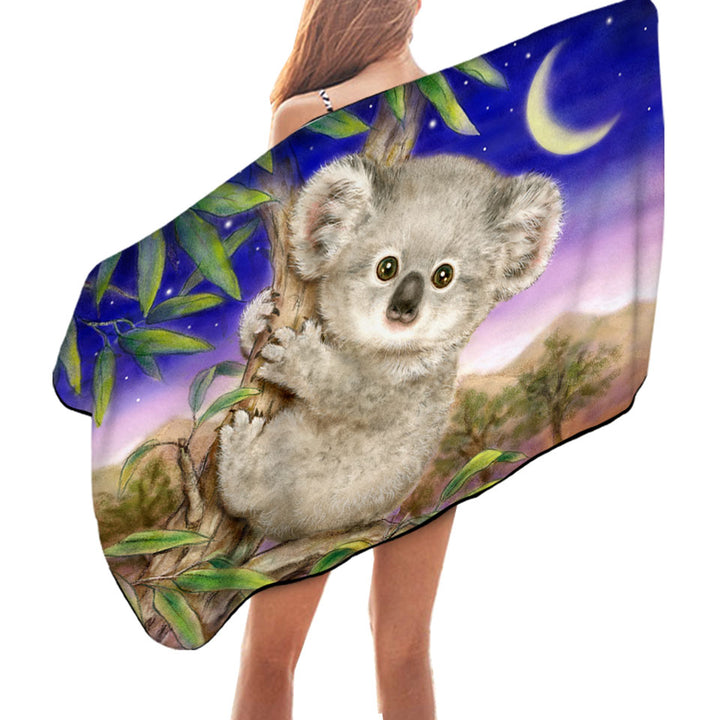 Art Painting for Kids Baby Koala Beach and Swims Towel