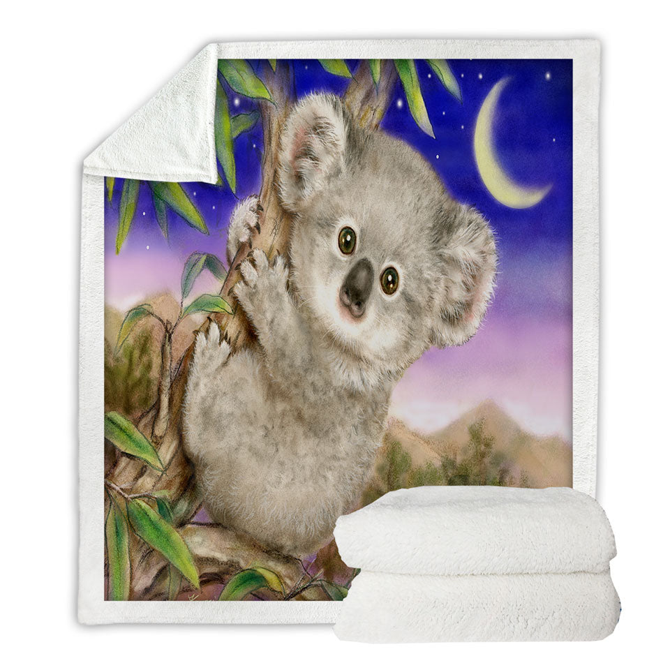 Art Painting for Kids Baby Koala Fleece Blankets
