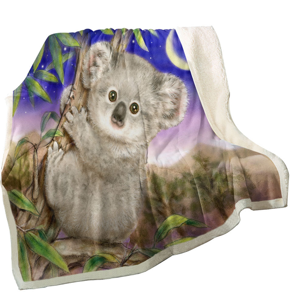 Art Painting for Kids Baby Koala Throw Blanket