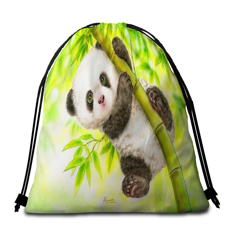 Art Painting for Kids Baby Panda Beach Towel Bags