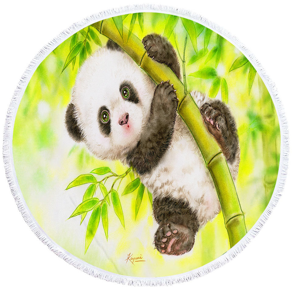 Art Painting for Kids Baby Panda Circle Beach Towel