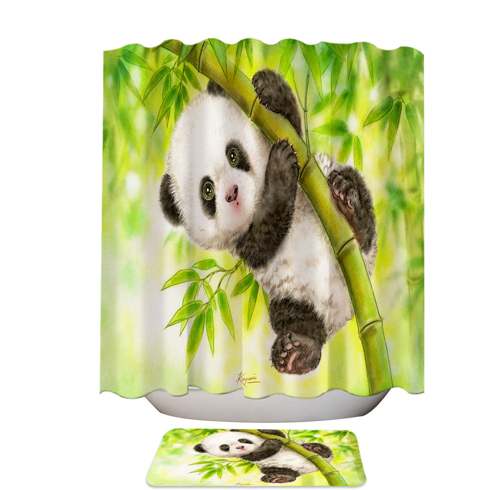 Art Painting for Kids Baby Panda Shower Curtain