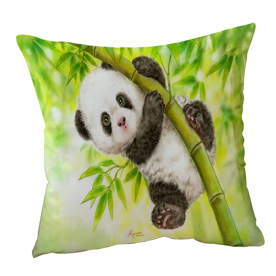 Art Painting for Kids Baby Panda Throw Pillow