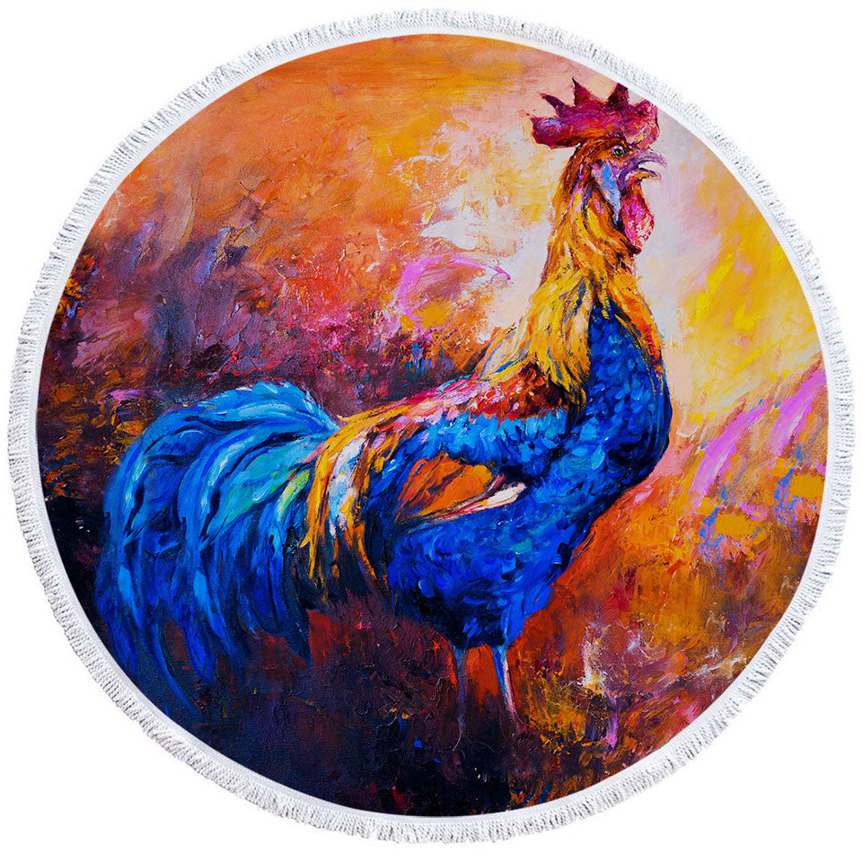 Art Painting of Impressive Rooster Beach Towels