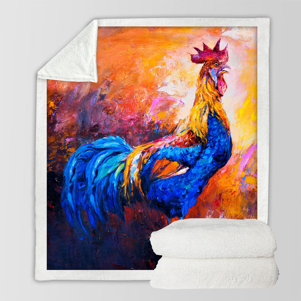 Art Painting of Impressive Rooster Throw Blanket