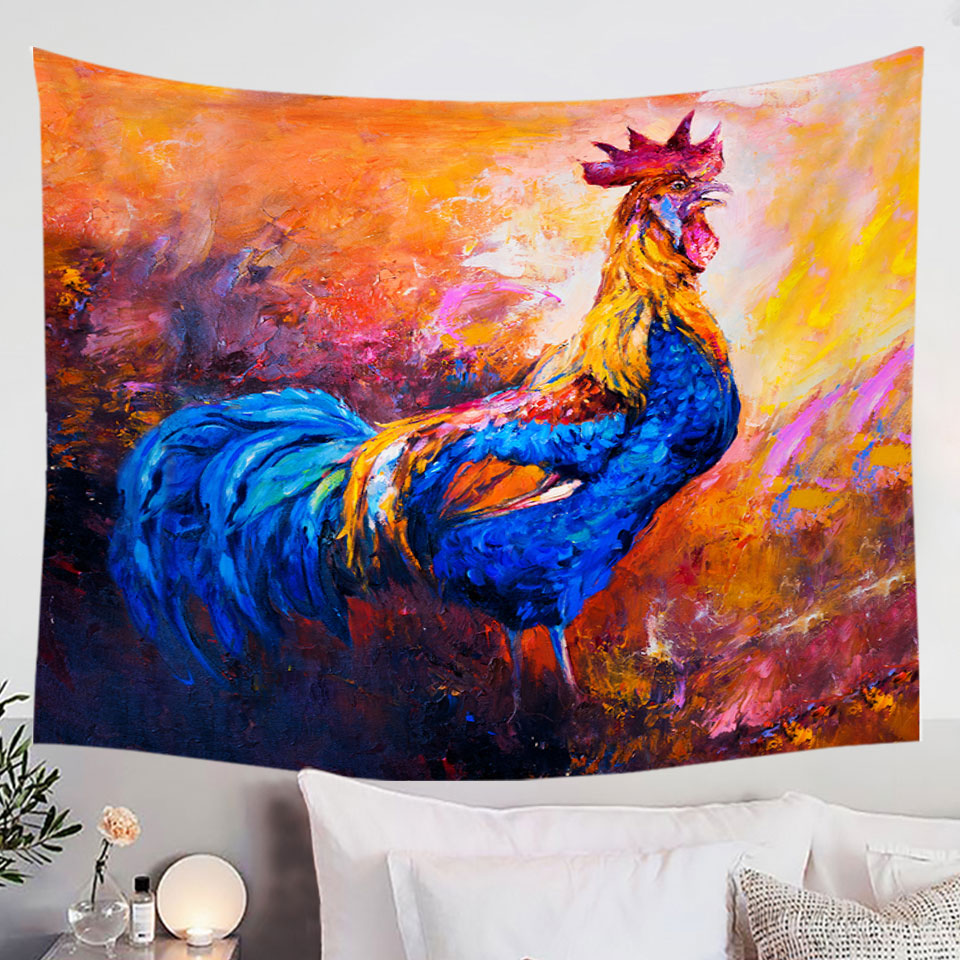 Art Painting of Impressive Rooster Wall Decor Tapestry