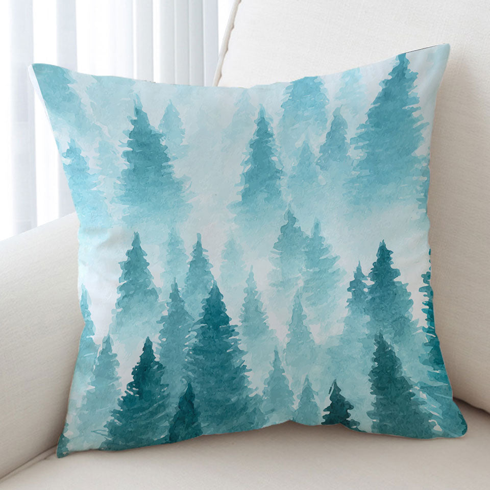 Art Painting of Pine Forest Cushion Cover