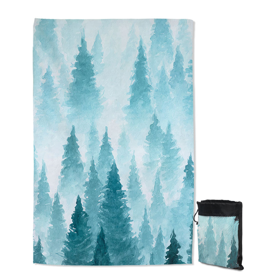 Art Painting of Pine Forest Travel Beach Towel