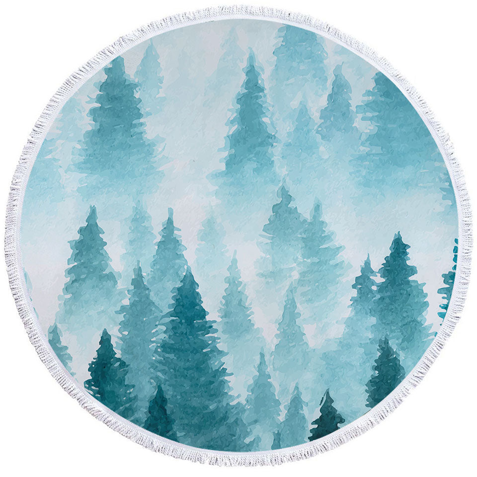 Art Painting of Pine Forest Unique Beach Towels