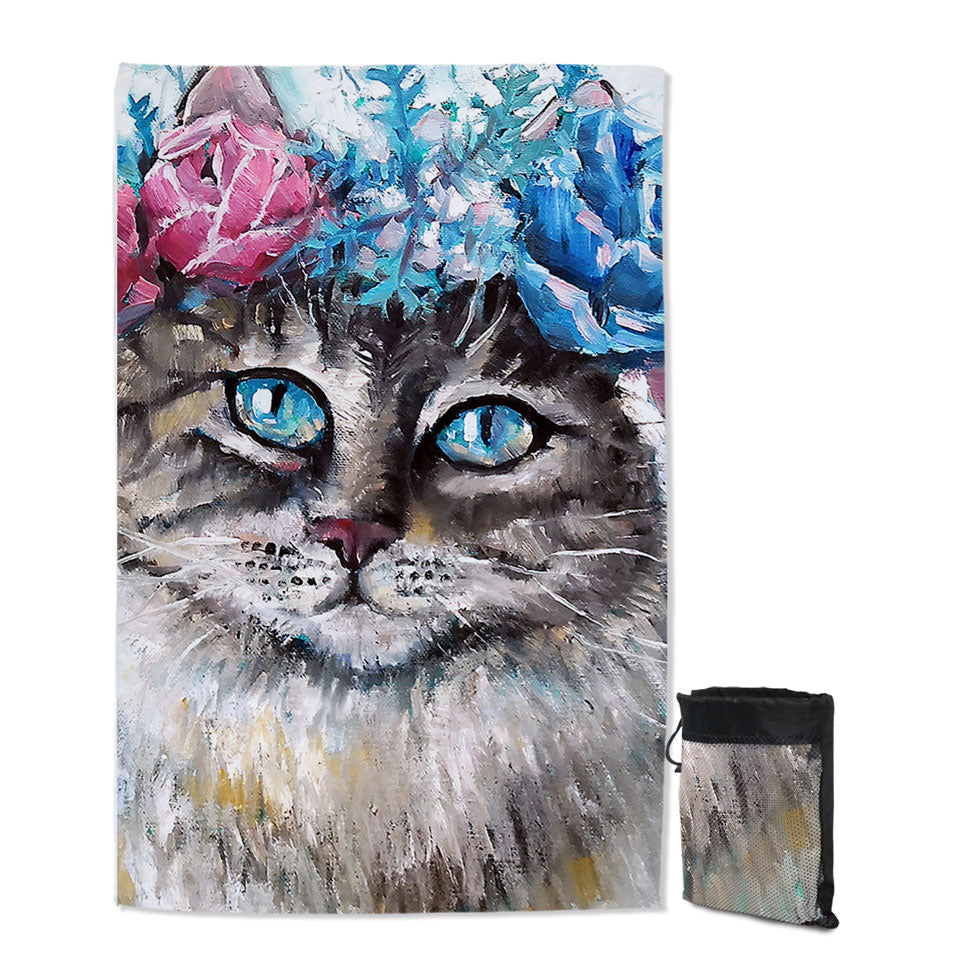 Art Quick Dry Beach Towel Painting Cat