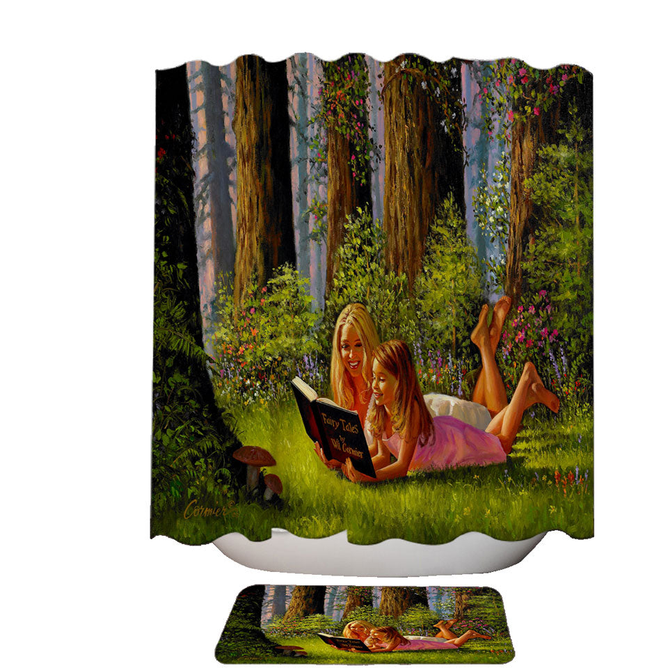 Art Shower Curtain Special Moments Mother and Daughter in the Forest