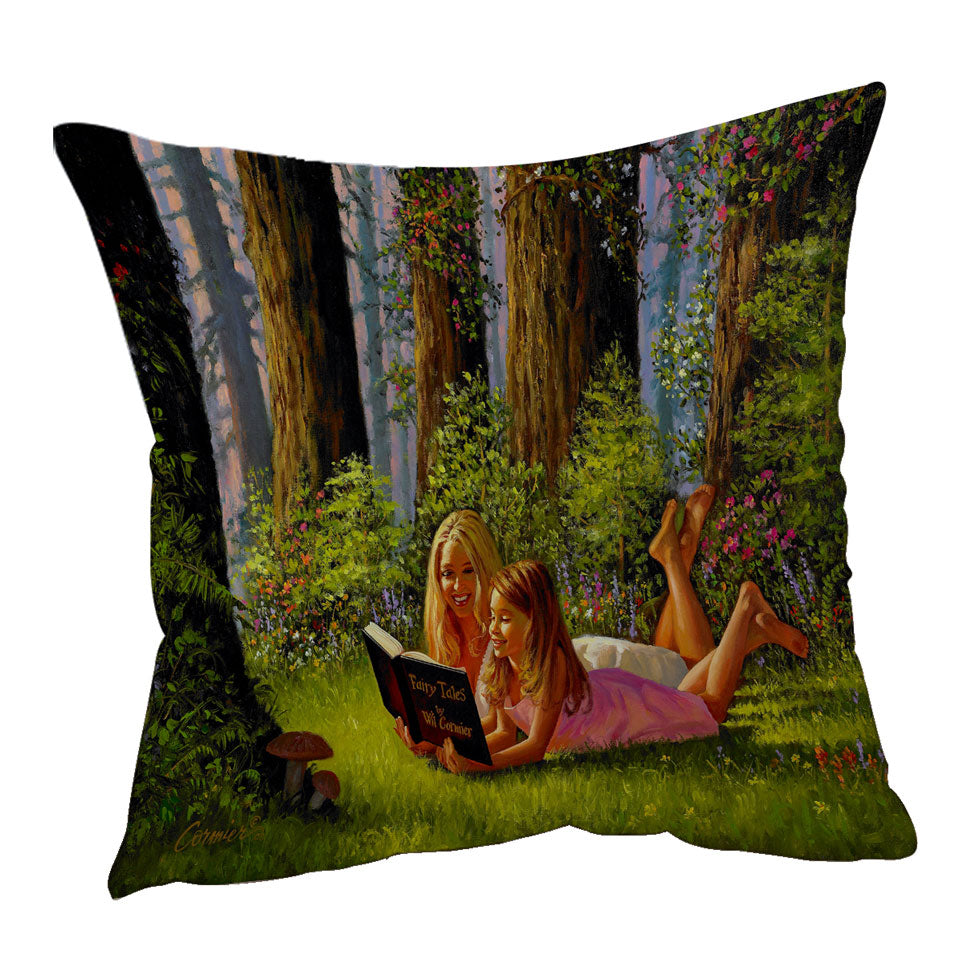 Art Throw Pillow Special Moments Mother and Daughter in the Forest