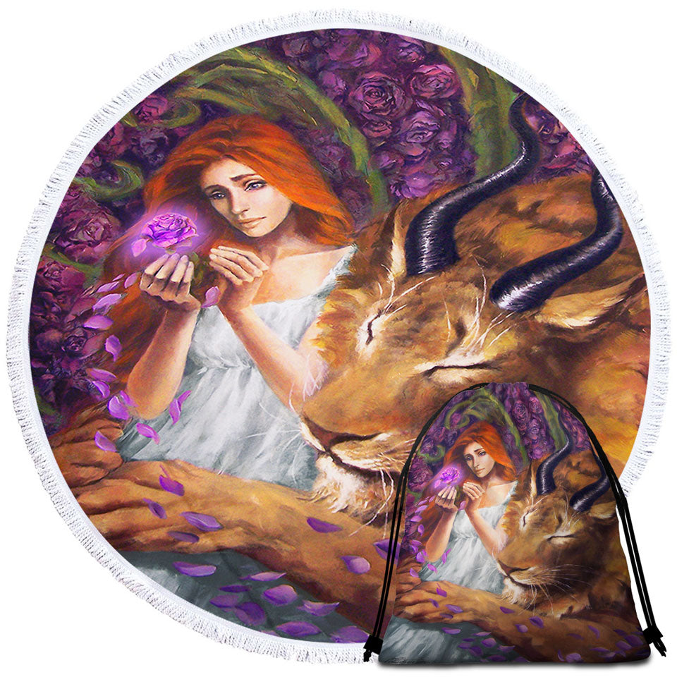 Art by Ruth Thompson Fairytale Beauty and Beast Beach Towels