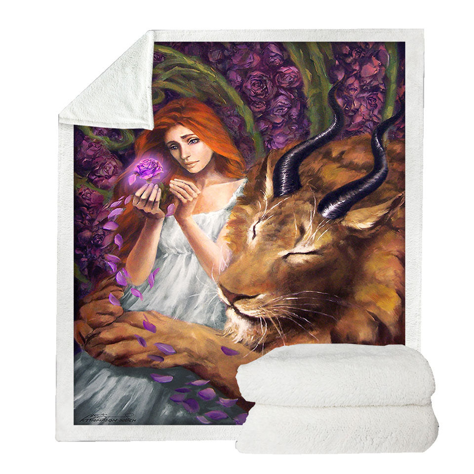 Art by Ruth Thompson Fairytale Beauty and Beast Sherpa Blanket