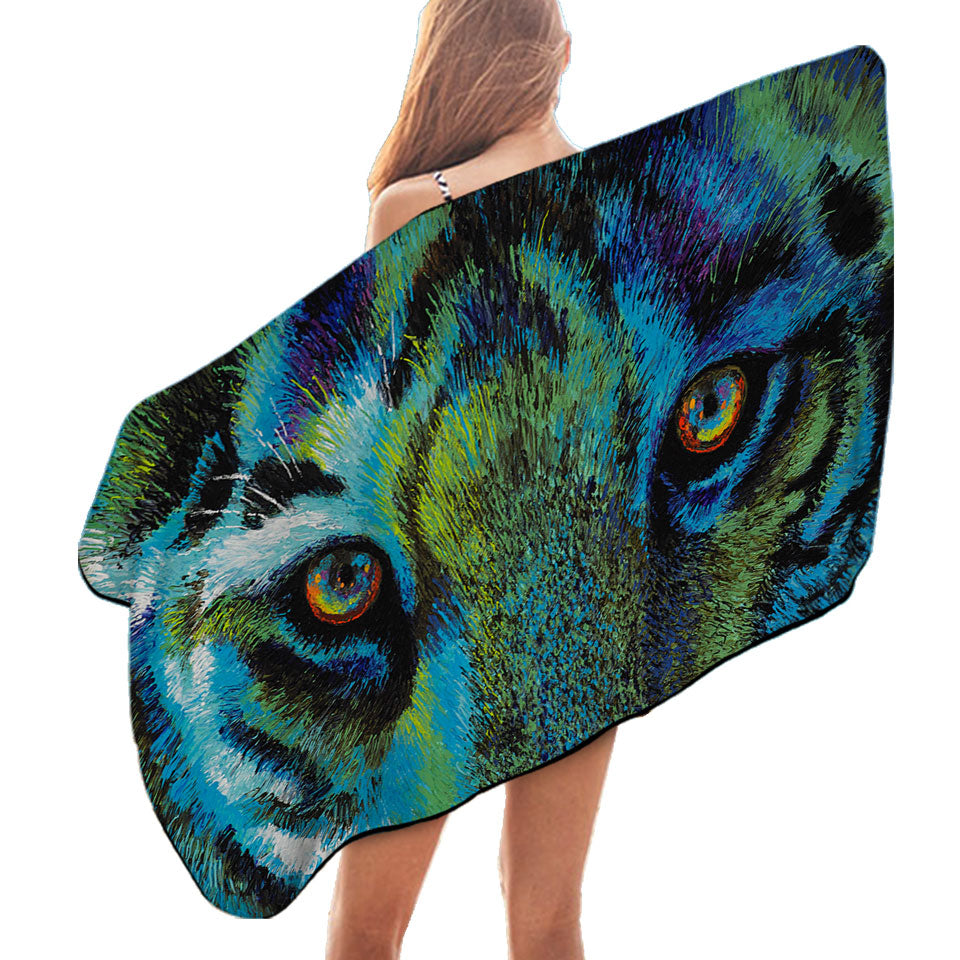 Artistic Animal Design Tiger Eyes Beach Towels