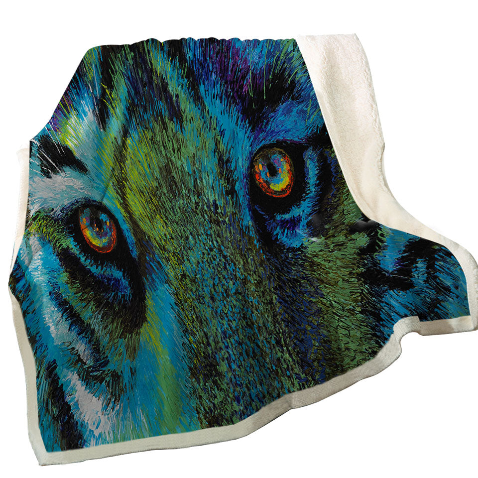 Artistic Animal Design Tiger Eyes Fleece Blanket
