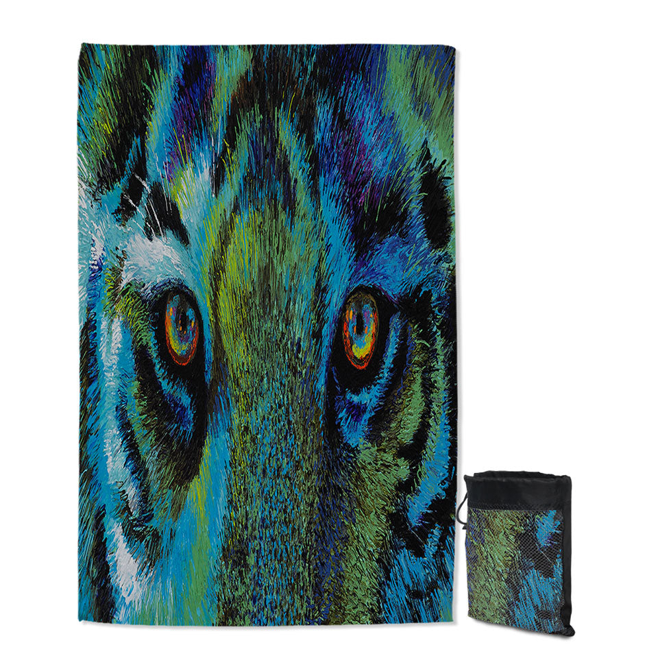 Artistic Animal Design Tiger Eyes Lightweight Beach Towel