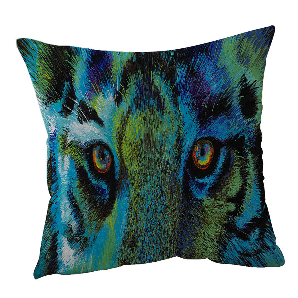 Artistic Animal Design Tiger Eyes Throw Pillow