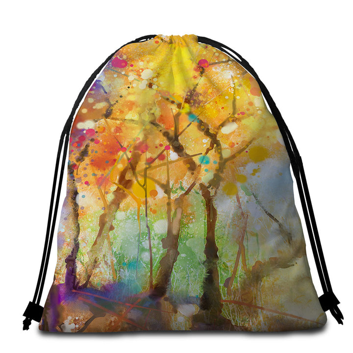 Artistic Beach Towel Bags Autumn Forest