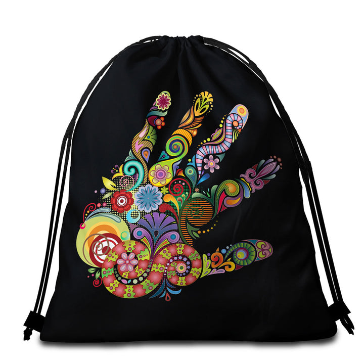 Artistic Beach Towel Bags Multi Colored Hand