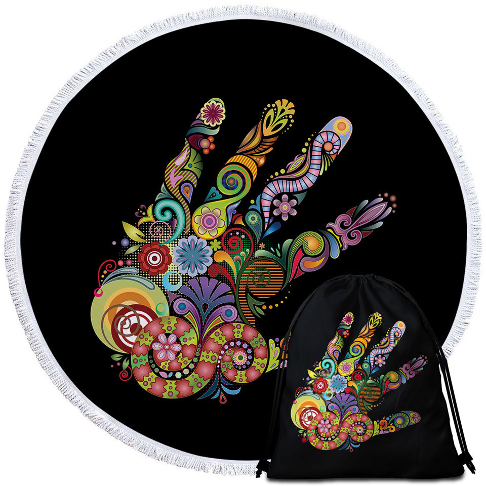 Artistic Beach Towels Multi Colored Hand