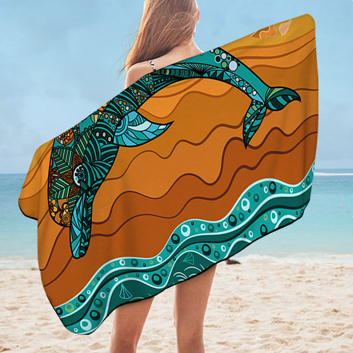 Artistic Beach Towels Ocean and Dolphin