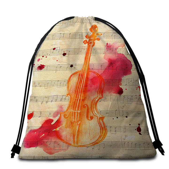 Artistic Bloody Violin Beach Towel Bags
