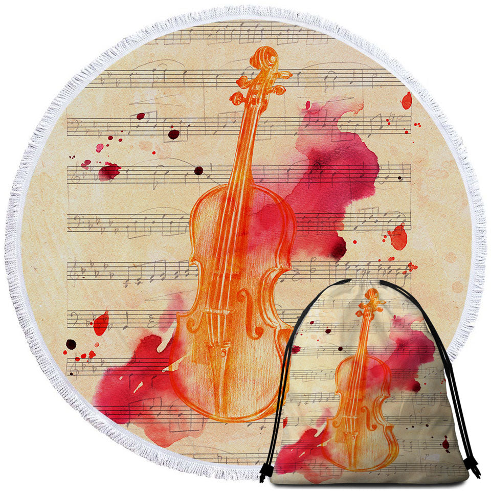Artistic Bloody Violin Beach Towels and Bags Set