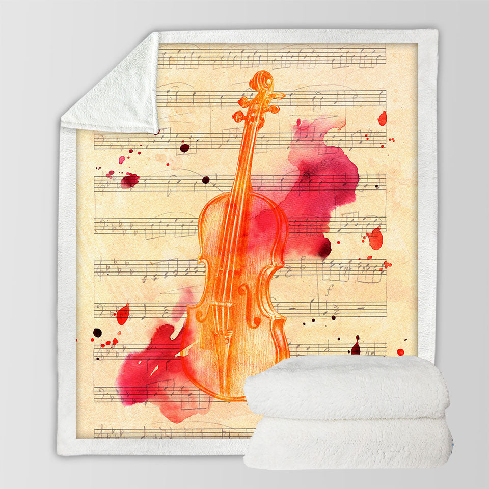 Artistic Bloody Violin Sherpa Blanket
