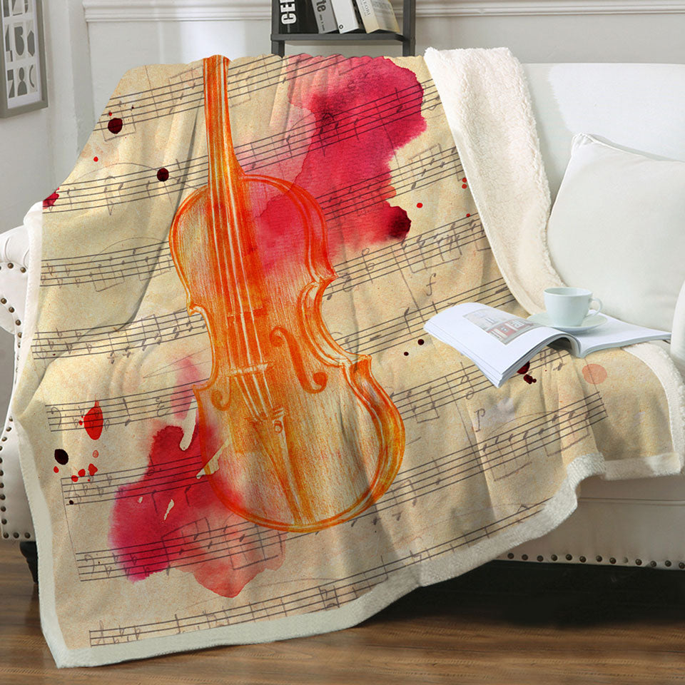 Artistic Bloody Violin Throw Blanket