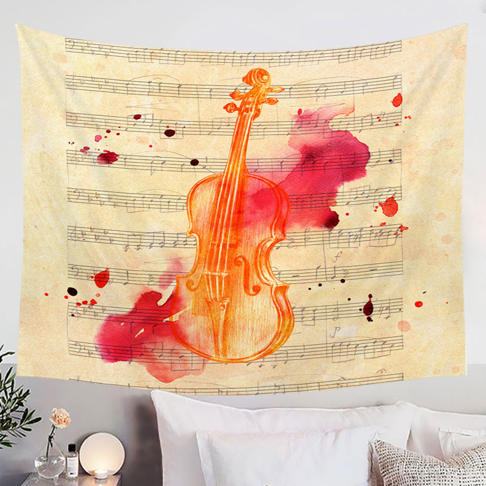 Artistic Bloody Violin Wall Decor Tapestry