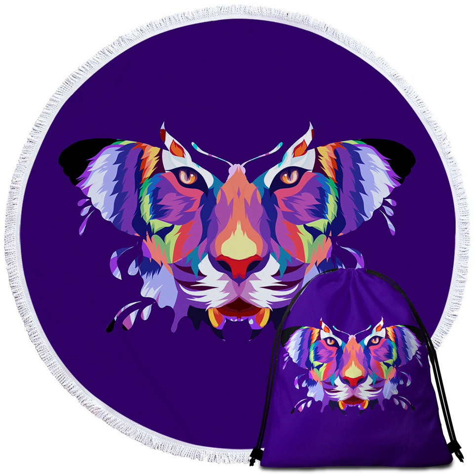 Artistic Colorful Butterfly Tiger Beach Towel