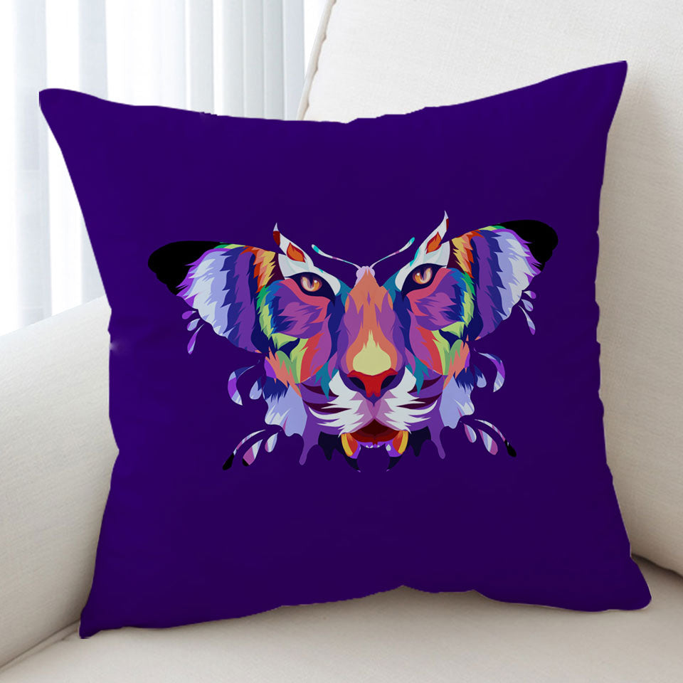 Artistic Colorful Butterfly Tiger Cushion
