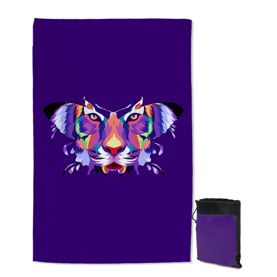 Artistic Colorful Butterfly Tiger Quick Dry Beach Towel
