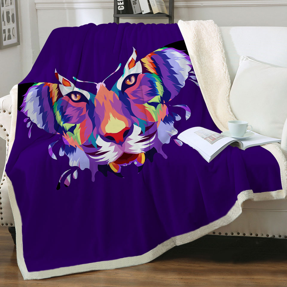 Artistic Colorful Butterfly Tiger Throw Blanket