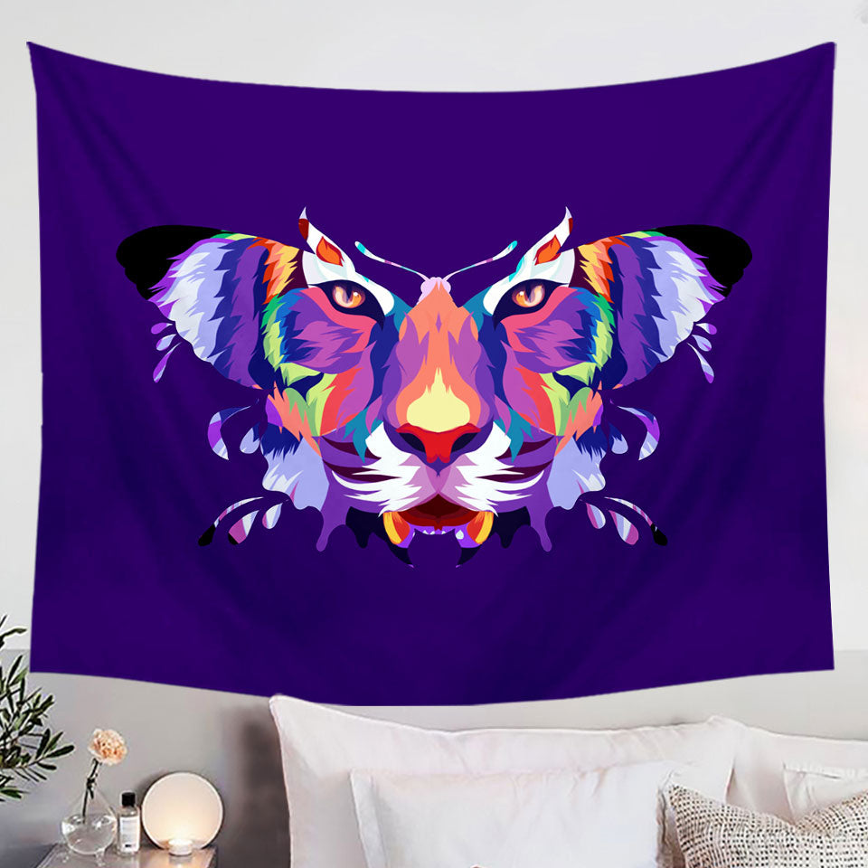 Artistic Colorful Butterfly Tiger Wall Tapestry